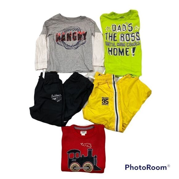 Boys Size 7 Osh Kosh Lot Includes 2 Pants 1 Sweater, 2 Tee Shirts - Picture 2 of 13